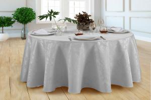 Toalha De Mesa Jacquard Redonda Gigante Buffet 2,80m Cinza