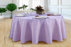 Toalha de Mesa Jacquard 2,80M Redonda Buffet Gigante Lilas