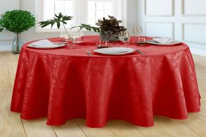 Toalha De Mesa Jacquard Redonda Gigante Buffet 2,80m Vermelho